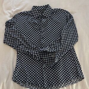 Boss Black and Blue Geometric Blouse